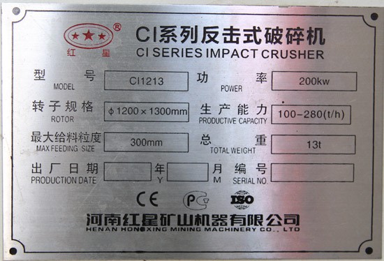 ci1213反擊破碎機(jī)，型號(hào)功率產(chǎn)量重量